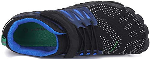 SAGUARO Zapatos de Playa de Suela Gruesa Lace Up Secado Rápido Zapato de Natación Hombre Mujer Cómodo Bajo Superior Zapatillas Descalzos Anfibio Barco Conducir Yoga Water Shoes, Trail Azul 43