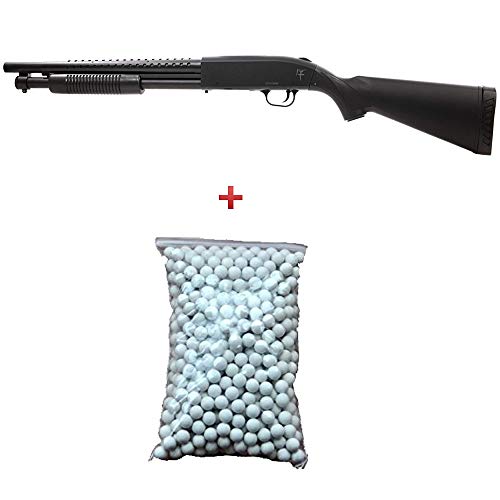 SAIGO Airsoft M500 Stock Largo + 600 Bolas - Rifle para Airsoft,con Muelle,de Recarga Manual (0,5 Joule)