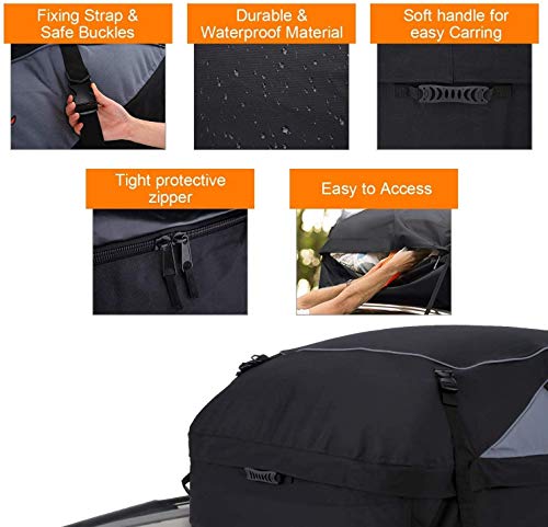 Sailnovo Maletero Techo Coche Impermeable Cofre Techo Coche Portaequipajes Coche Techo Maleta Techo Coche Plegable Impermeable Resistente 580 litros (580L/ 900D)