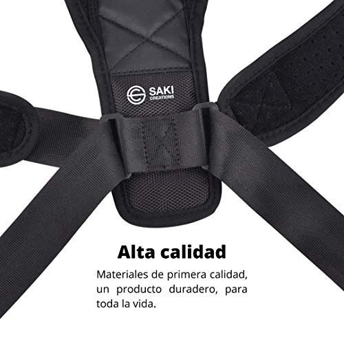 SAKI Corrector de Postura, para una Espalda Recta, Sujetador para Postura Perfecta de Espalda y Soporte para Columna Vertebral para Hombre o Mujer, Alivia Dolor Espalda, Lumbar, Hombro y Cuello.