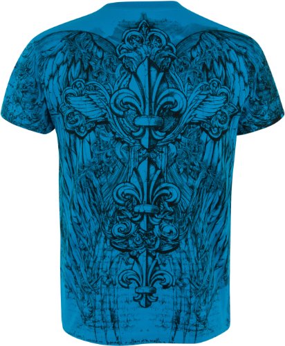 Sakkas - Camiseta de Hombre con Manga Corta y Decorado Plateado metálico - Turquesa-XL