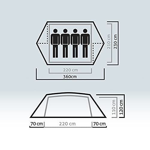 Salewa Denali IV Tienda Domo de Doble Pared para 4 Personas, 3 Estaciones, Cactus/Gris, Talla Única