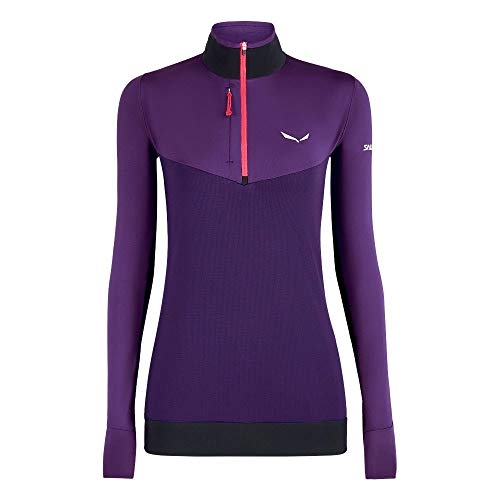 SALEWA Ortles Dry LS Zip tee Camiseta de Manga Larga para Mujer, Paracaídas 2019, IT 48 | EU 42