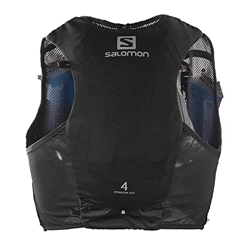 Salomon ADV Hydra Vest 4 Chaleco de hidratación 4L, 2 Botellas SoftFlask 500 ml Incluidas, Unisex Adulto, Negro (Black), S