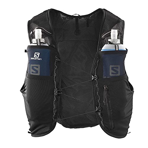 Salomon ADV Hydra Vest 4 Chaleco de hidratación 4L, 2 Botellas SoftFlask 500 ml Incluidas, Unisex Adulto, Negro (Black), XS