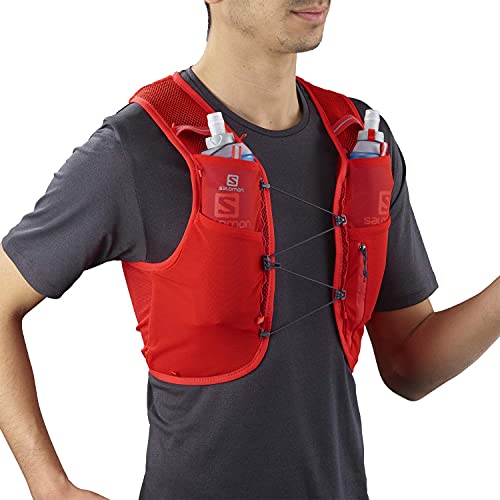 Salomon ADV Hydra Vest 4 Chaleco de hidratación 4L, 2 Botellas SoftFlask 500 ml Incluidas, Unisex Adulto, Rojo (Fiery Red), L