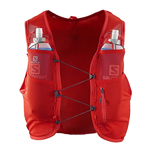 Salomon ADV Hydra Vest 4 Chaleco de hidratación 4L, 2 Botellas SoftFlask 500 ml Incluidas, Unisex Adulto, Rojo (Fiery Red), L