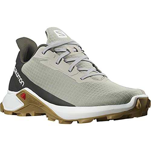 Salomon Alphacross 3 Hombre Zapatos de trail running, Verde (Wrought Iron/White/Cumin), 42 EU