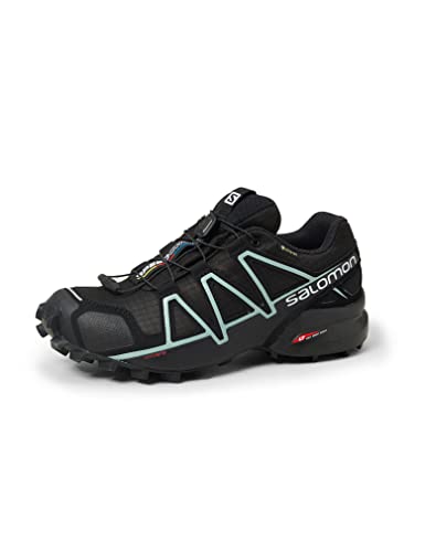 Salomon Speedcross 4 Gore-Tex (impermeable) Mujer Zapatos de trail running, Negro (Black/Black/Metallic Bubble Blue), 37 ⅓ EU