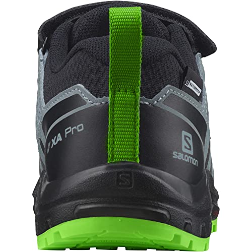 Salomon XA Pro V8 Climasalomon Waterproof (impermeable) unisex-niños Zapatos de trail running, Negro (Black/Black/Neon Green), 30 EU