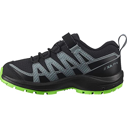 Salomon XA Pro V8 Climasalomon Waterproof (impermeable) unisex-niños Zapatos de trail running, Negro (Black/Black/Neon Green), 30 EU