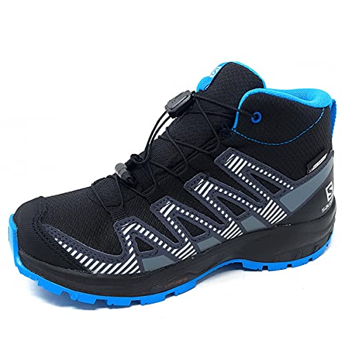 Salomon XA Pro V8 Mid Climasalomon Waterproof (impermeable) unisex-niños Zapatos de trail running, Negro (Black/Monument/Hawaiian Ocean), 29 EU