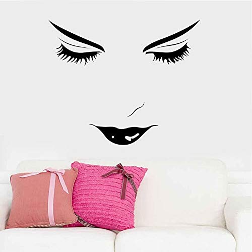 Salón de belleza, tienda, chicas sexis, labios, ojos, pegatinas de pared, decoración de interiores, calcomanías faciales para mujer, murales extraíbles para el hogar, A6 51x42cm