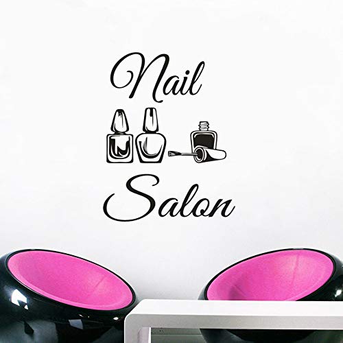 Salón de uñas logo vinilo tatuajes de pared salón de belleza decoración manicura pedicura cartel de ventana nail art Polish decoración del hogar pegatinas de pared A9 42x54cm