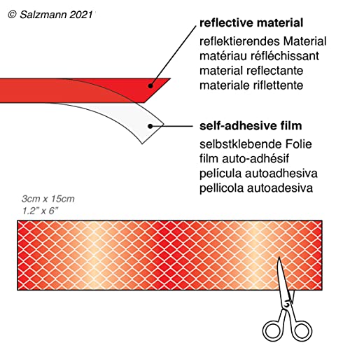 Salzmann 3M Diamond Grade Adhesivos Reflectantes y Impermeables | Adhesivos para Coches, Motocicletas, Bicicletas | Equipado con 3M Scotchlite