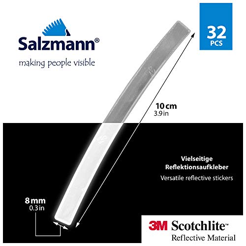 Salzmann 3M Scotchlite Pegatinas reflectantes para bordes de bicicleta, 32 unidades