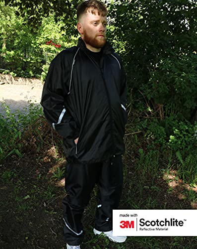 Salzmann 3M Traje de Lluvia Reflectante | Impermeable y a Prueba de Viento | Conjunto de Chaqueta y pantalón de Lluvia | Equipado con 3M Scotchlite