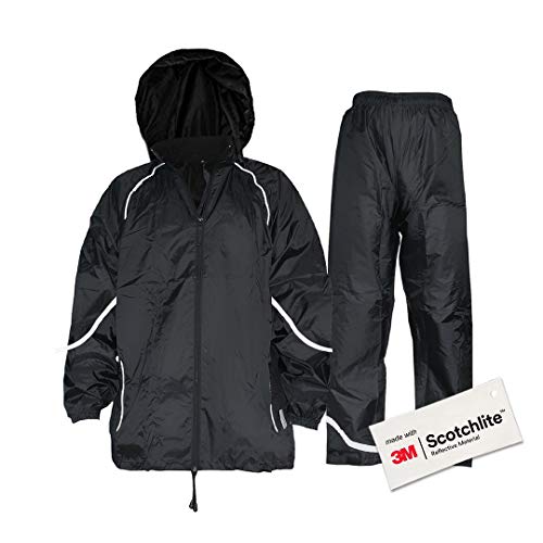 Salzmann 3M Traje de Lluvia Reflectante | Impermeable y a Prueba de Viento | Conjunto de Chaqueta y pantalón de Lluvia | Equipado con 3M Scotchlite