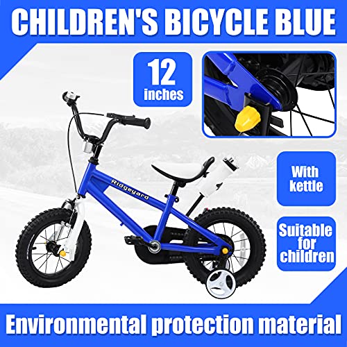 Samger Bicicleta para niño y niña de 3 a 8 Años con Ruedas Bicicleta Ajustable de 12 Pulgadas Azul