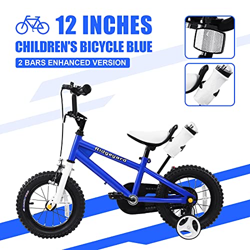 Samger Bicicleta para niño y niña de 3 a 8 Años con Ruedas Bicicleta Ajustable de 12 Pulgadas Azul