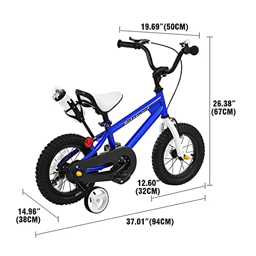 Samger Bicicleta para niño y niña de 3 a 8 Años con Ruedas Bicicleta Ajustable de 12 Pulgadas Azul