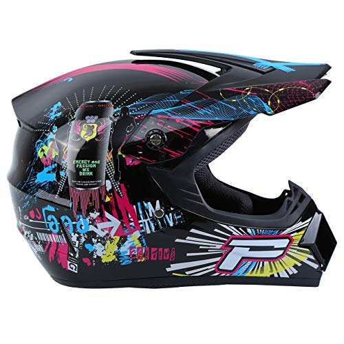 Samger Dot Adulto Hombre Mujer Offroad Casco Motocross Casco Dirt Bike ATV Motocicleta Casco Guantes Gafas (Negro, M)