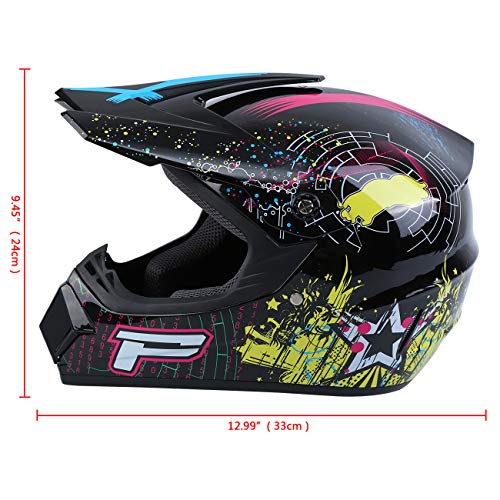 Samger Dot Adulto Hombre Mujer Offroad Casco Motocross Casco Dirt Bike ATV Motocicleta Casco Guantes Gafas (Negro, M)