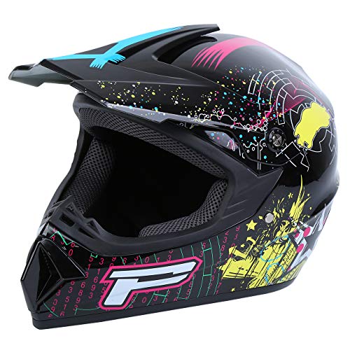 Samger Dot Adulto Hombre Mujer Offroad Casco Motocross Casco Dirt Bike ATV Motocicleta Casco Guantes Gafas (Negro, M)