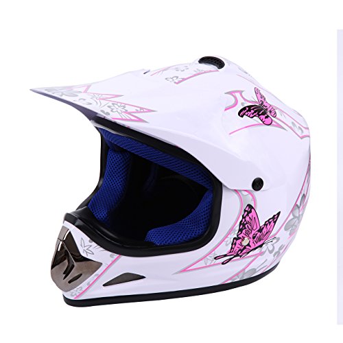 Samger DOT Youth Niños Fuera del Casco de Motocross Dirt Bike Casco con Guantes Gafas(Blanco,M)