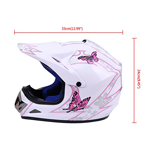 Samger DOT Youth Niños Fuera del Casco de Motocross Dirt Bike Casco con Guantes Gafas(Blanco,M)