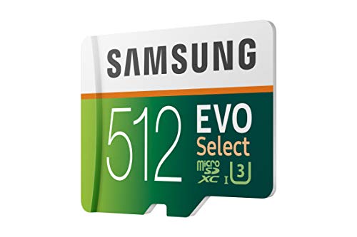 Samsung EVO Select 512 GB microSD 100 MB/s, velocidad Full HD & 4K UHD tarjeta de memoria incluye adaptador SD para smartphone, tableta, cámara de acción, dron y portátil