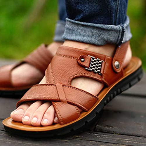 Sandalias Cuero Deportivas para Hombre Verano Exterior con Punta Abierta Sandalias de Playa Zapatillas de Exterior Montaña Senderismo Zapatos Playa Marrón Verde Café 2019