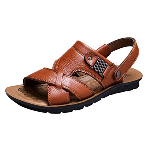 Sandalias Cuero Deportivas para Hombre Verano Exterior con Punta Abierta Sandalias de Playa Zapatillas de Exterior Montaña Senderismo Zapatos Playa Marrón Verde Café 2019