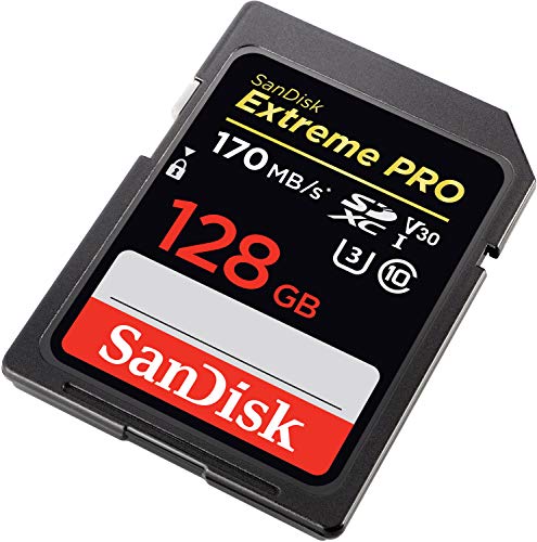 SanDisk Extreme PRO - Tarjeta de memoria SDXC de 128 GB, hasta 170 MB/s, UHS-I, Class 10, U3, V30