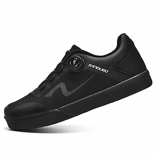 Sandugo Mountain Bike D/H SPD Zapatillas MTB Convertibles para Pedales Planos Zapatos Negro