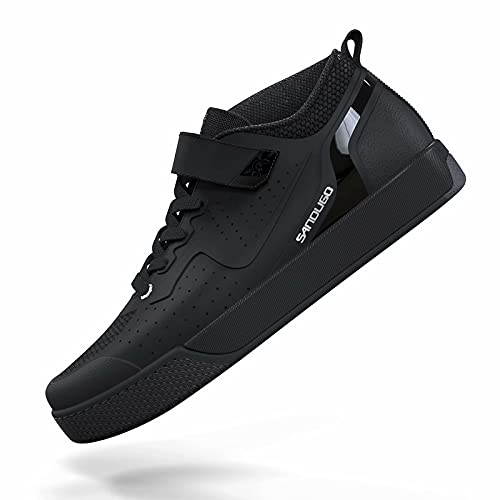 SANDUGO Zapatillas de Ciclismo de Hombre,Calzado de Bicicleta de montaña，Color: Negro，MTB ，Compatible con SPD, Pedal planol