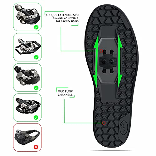 SANDUGO Zapatillas de ciclismo para hombre, zapatos de montaña Downhill compatibles con Peloton Shimano SPD, pedales planos de 2 pernos., plata, 42 EU