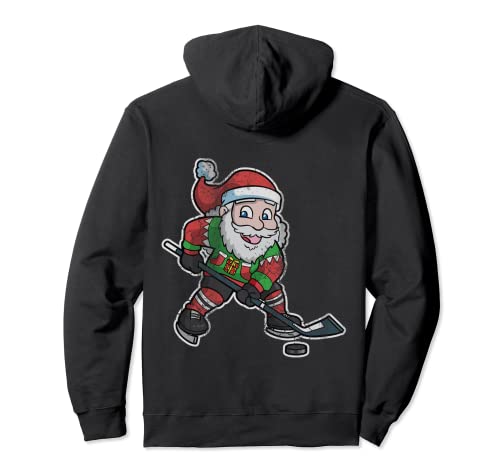 Santa Claus Hockey Navidad Retro Angustiado Niños Niños Niña Sudadera con Capucha