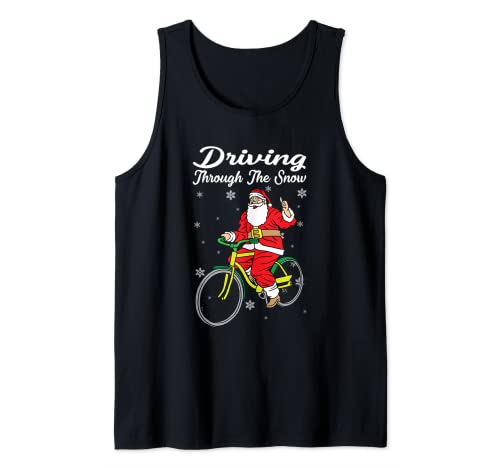 Santa En Bicicleta Santa Claus Montar Bicicleta Santa Rider Camiseta sin Mangas