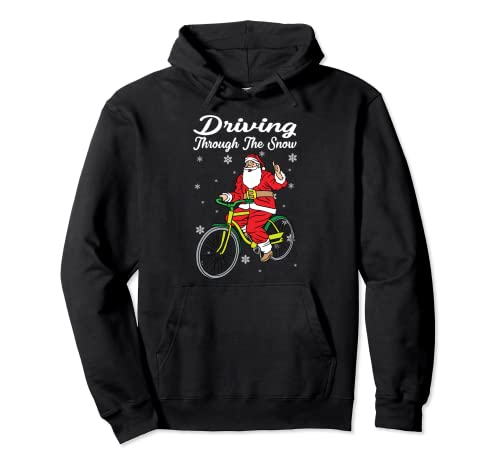Santa En Bicicleta Santa Claus Montar Bicicleta Santa Rider Sudadera con Capucha