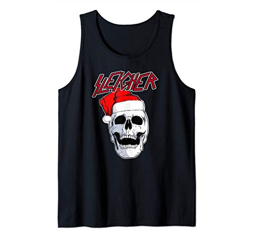 Santa Skull Sleigher Hail Santa Heavy Metal Christmas Camiseta sin Mangas