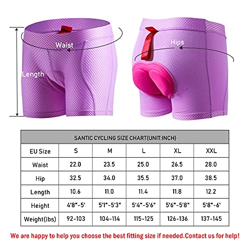 Santic Calzoncillos de Ciclismo para Mujeres,Pantalones Cortos de Bicicletas,Pantalón Interior de Ciclismo para Mujeres Violeta M