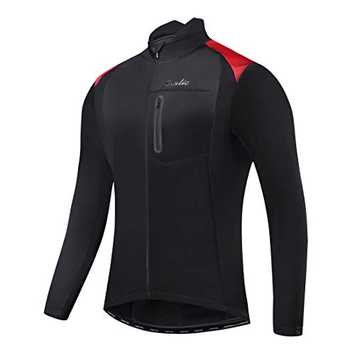 Santic Chaqueta de Ciclismo para Hombre con Forro Polar Paravientos,Rojo XL