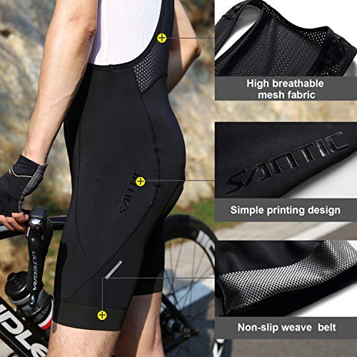 Santic Culote Bicicleta Hombre Culotte Ciclismo Hombre Culote MTB Pantalones Cortos Ciclismo Hombre con Tirante Negro EU M