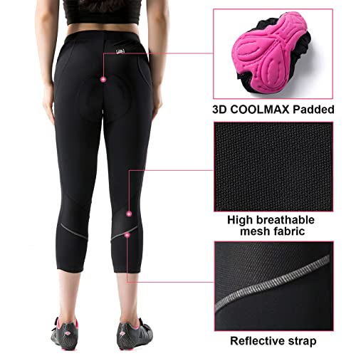 Santic Culote Bicicleta Mujer 3/4 Culotes Ciclismo Culote MTB Pantalon Ciclista Mujer con Badana Rosa EU XL