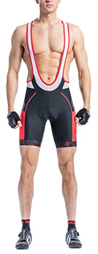 Santic Culote Ciclismo Hombre Corto Culote Bicicleta Hombre Verano Culote Corto con Tirante Negro-Rojo EU L