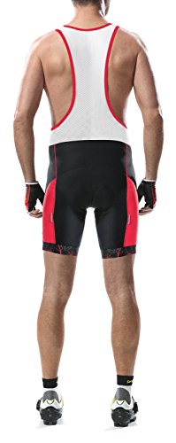 Santic Culote Ciclismo Hombre Corto Culote Bicicleta Hombre Verano Culote Corto con Tirante Negro-Rojo EU L