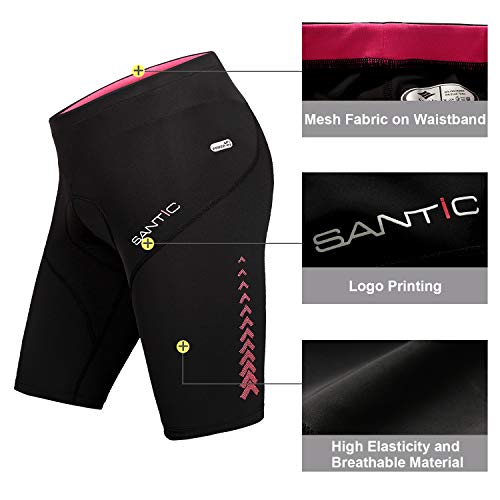 Santic Culote Ciclismo Mujer Corto Culote Bicicleta para Mujer Pantalon Corto Ciclismo con Badana para Mujeres Negro EU S