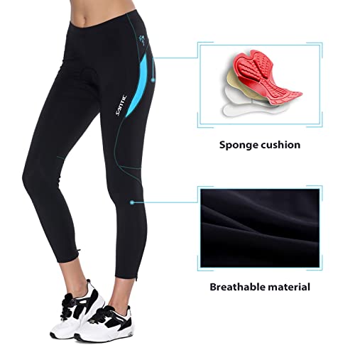 Santic Culote Ciclismo Mujer Culote Bicicleta Pantalones Largos de Ciclismo/Bicicleta/MTB con Badana para Mujeres Azul EU M