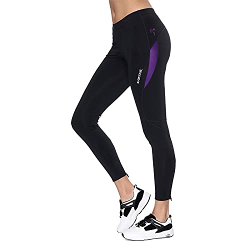 Santic Culote Ciclismo Mujer Culote Bicicleta Pantalones Largos de Ciclismo/Bicicleta/MTB con Badana para Mujeres Violeta EU L